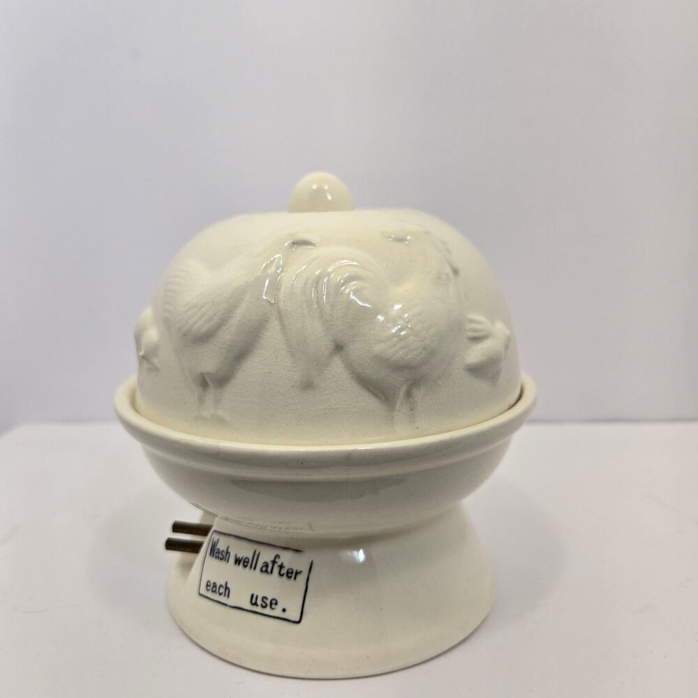 Hen & Rooster Design, Ceramic Egg Cooker ***missing cord see description